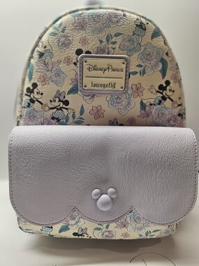 Loungefly Lavender Floral Minnie Mini Backpack